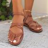 Fashion Women Sandals Ladies Flat Heels Clip-toe Casual Rome Sandals 2025 Summer Cross Narrowband Ankle Buckle Strap Female Beach Shoes