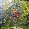 1pc Metal Mandala Wind Chime with Owl & Floral Night Design - All-Season Outdoor/Indoor Hanging Decor for Gardenift