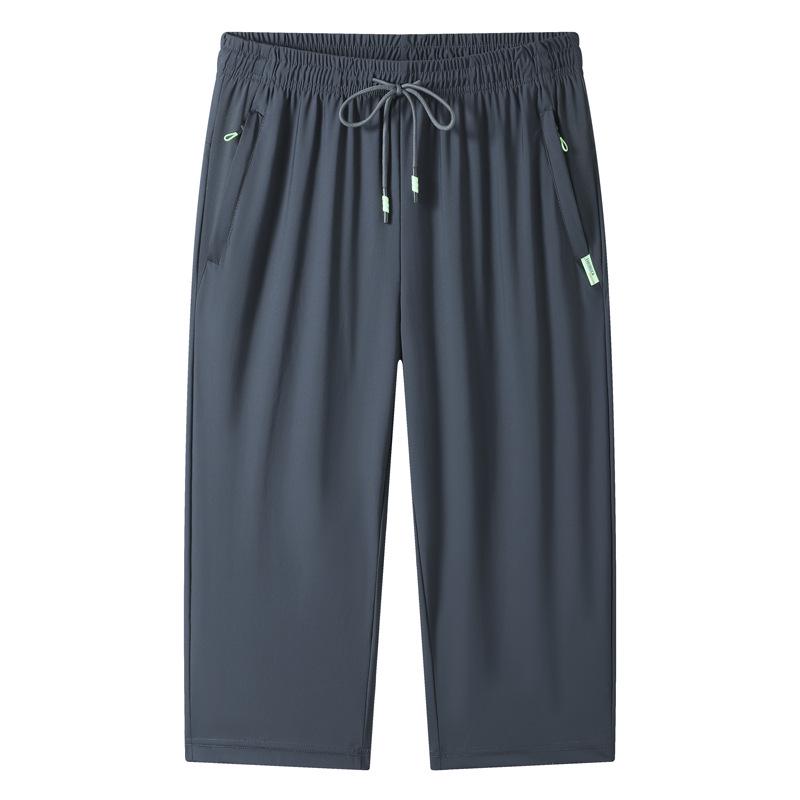 Men's Plus Size Quick-Dry Summer Silk Capris - Breathable, Fashionable, Loose-Fit Shorts