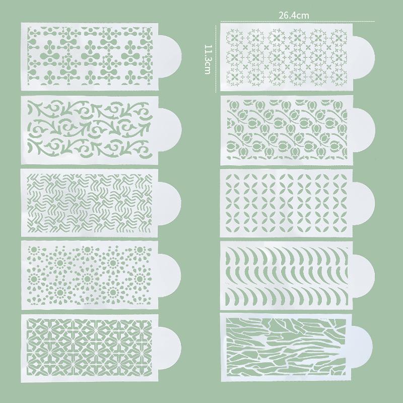 

FAIS DU 10pcs New Fondant Cake Stencils Mesh Embossing for Baking Decorating Tool Spray Mold Cookies Plastic Templates Moulds Rectangular