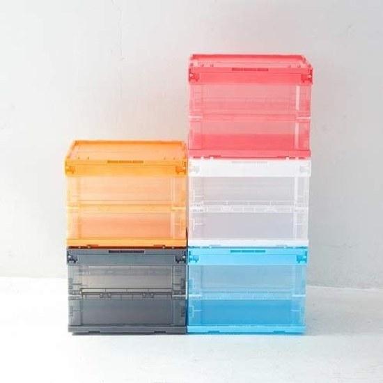 Trusco Nakayama (TRUSCO) Folding Container Skeleton Lid Storage Case Box Skelcon Transparent Black 20L TR-SC20-BK