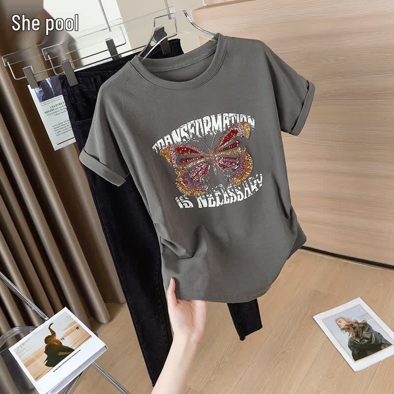 

Women s Sequin Butterfly Short-Sleeve T-Shirt S