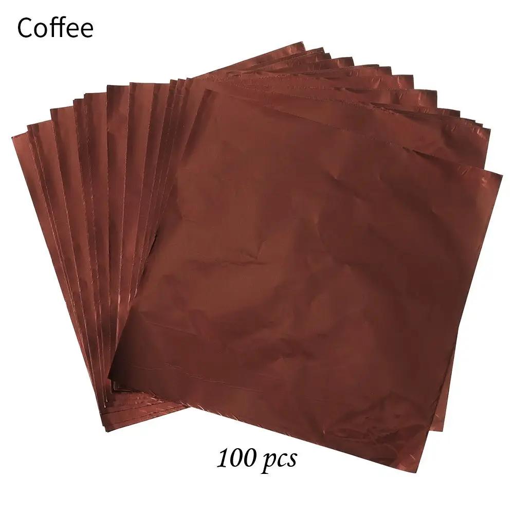100 PIEZAS Color Dorado Papel de Envoltura en Lata de Papel de Aluminio Estampado Metálico Papel para Caramelos Chocolate Suministros para Bodas y Fiestas