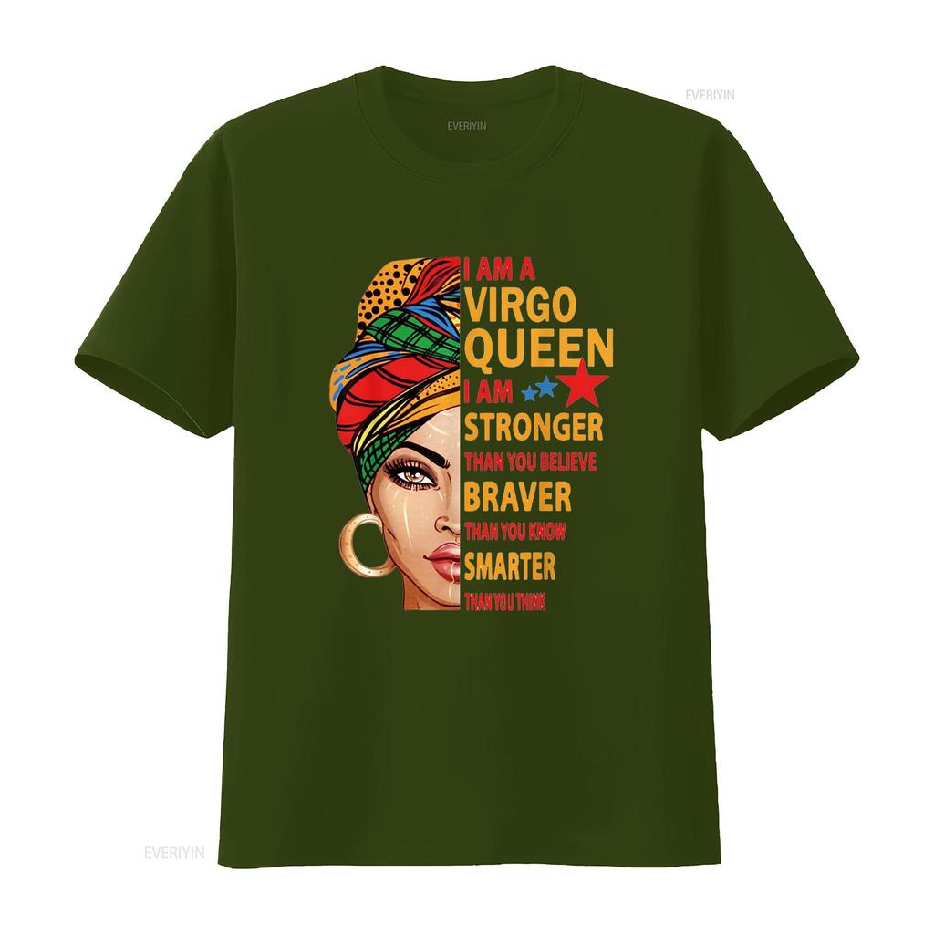 Virgo Queen I Am Stronger Birthday Gift for Zodiac T Shirt Vintage Washed Stretched Stylish Slightly Comfortable Homme Unisex