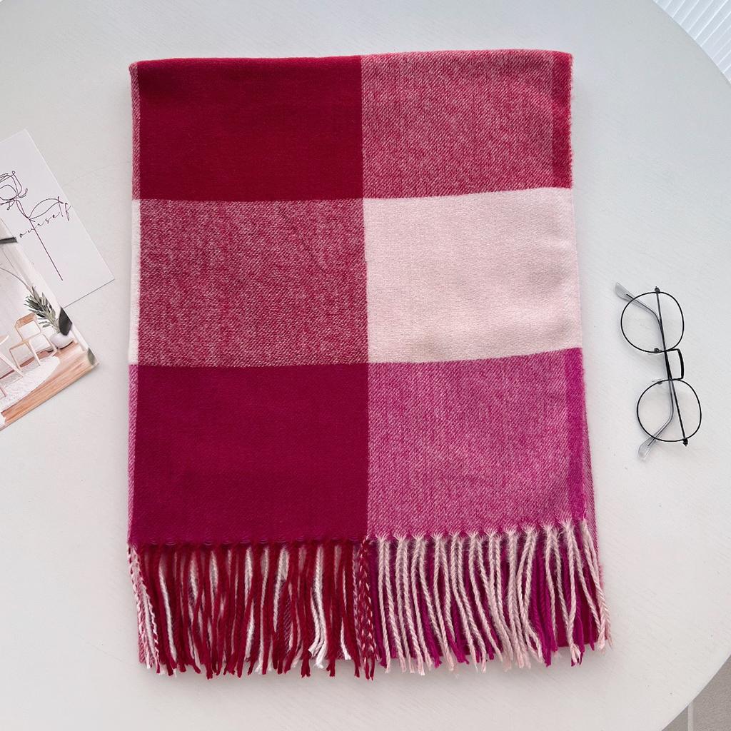 Scarf New imitation cashmere color plaid scarf female Korean version autumn and winter plaid scarf fringed shawl scarf