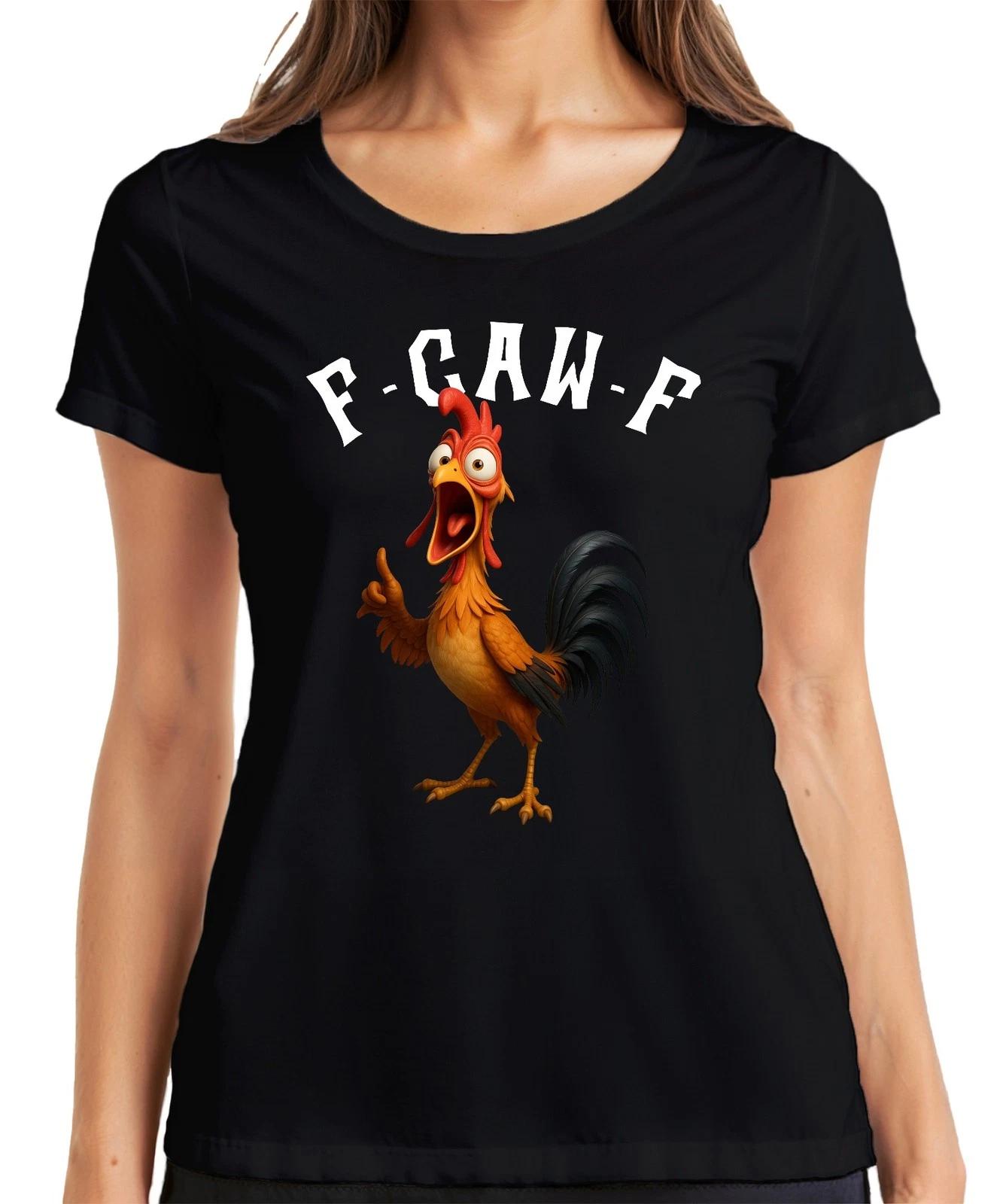 F-GAW-F lustiges Huhn Cartoon Hahn Bauernhof Geschenk Meme Spruch Damen T-Shirt XXXL