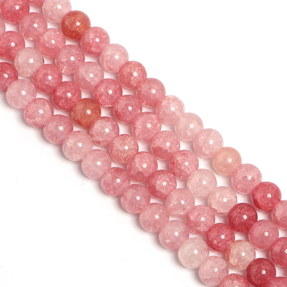 1 Strand 8 10mm Glass Floral Beads Colorful Round Loose Spacer Beads For DIY Charms Jewelry Making Bracelet Necklace Accessories