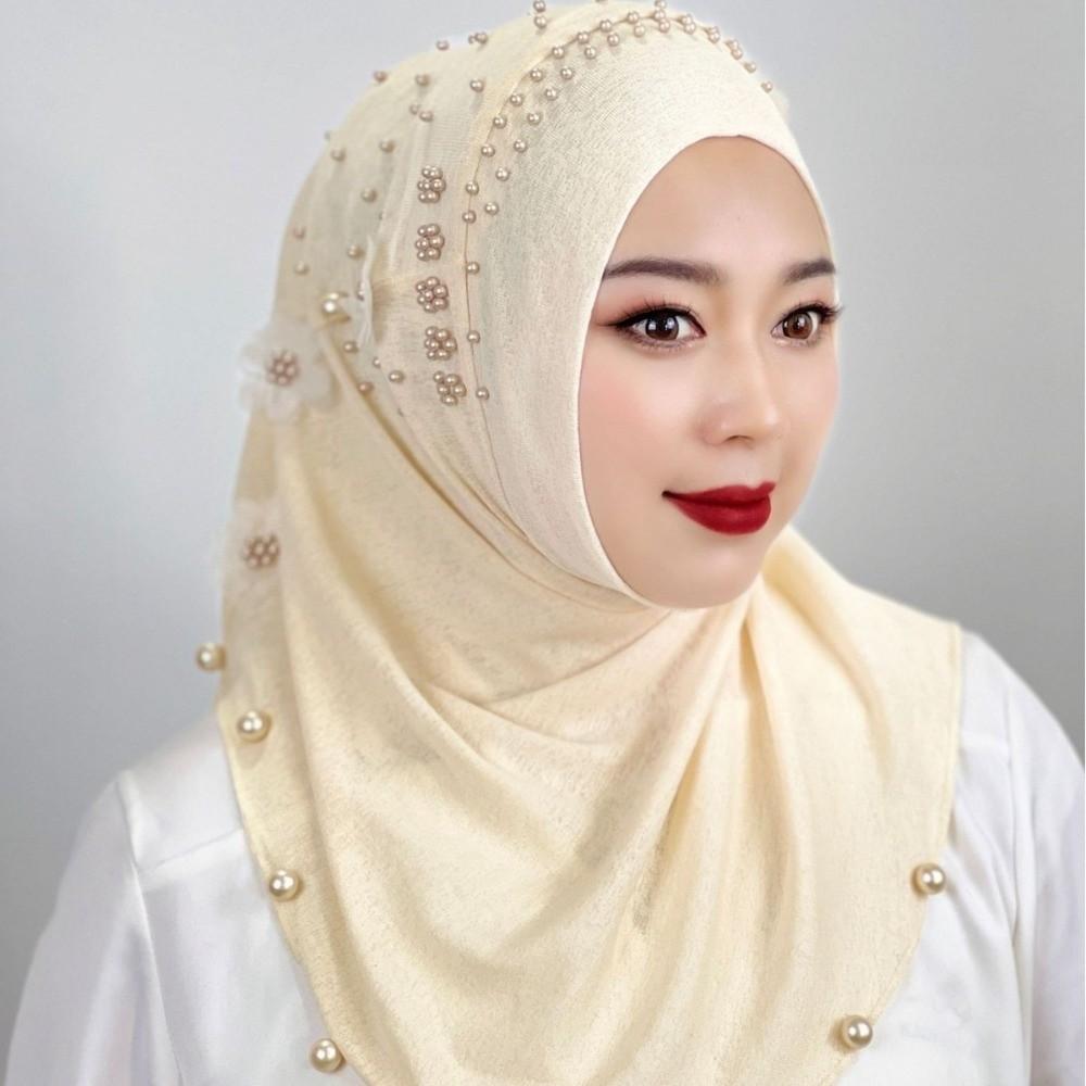 Solid Color Ramadan Hijab Top Knot Head Wrap Cap Fashion Islamic Headscarf