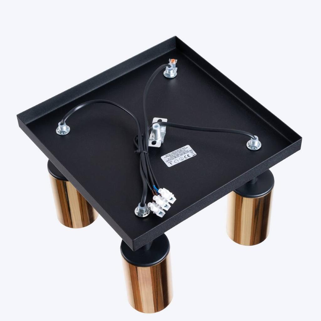 Spot Sufitowy Czarny Kwadratowy Poczwórny Złote Klosze 4Xgu10 10W Winx Sl.1386 Sollux Lighting