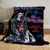 Timeless Rockabilly Skeleton Guitar Concert Dark Plush Blanket, Perfect Throw for Living Room and Bedroom, Silky Soft Blanket for Restful Sleep