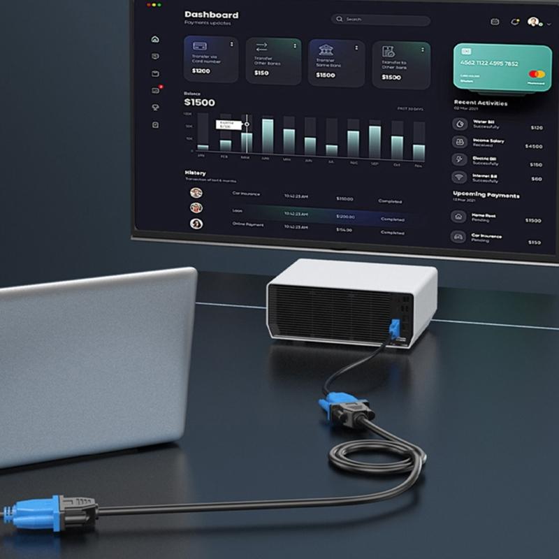 High Resolution VGA Extension Cord 30cm, 1920x1080P Support for Laptop and Desktop Video Devices Displays Connection