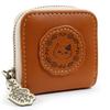 Chanfee Mini Coin Purse with Cute Cat Wreath Pattern and Embossed Belt Women's Zipper-Round (Brown)