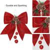 4pcs Christmas Bow, Wreaths Bows, Large Glitter Ribbon Bow Tie, Large Xmas Bows, Wreath Ornament Decor for Christmas Tree Party Gift, 9.8 X 11.8