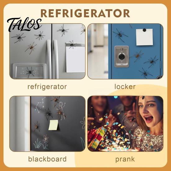 PLA Spider Decoration 1/4/8Pcs 3D Refrigerator Magnet for Halloween, Scary Fake Realistic Halloween Decor Magnetic Decoration, Prank Props,