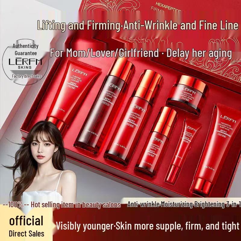 Red Peony Skincare Gift Set: Anti-Wrinkle, Hydrating & Firming Lotion Box for Salon-Quality Beauty.