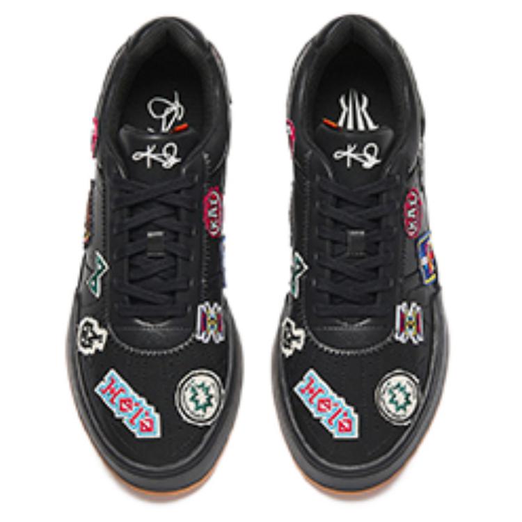 Anta Hélà Cultura de Rua Estilosa Suporte Durável Tênis Cano Baixo Tênis Masculinos Básico-Preto 112541802S-2