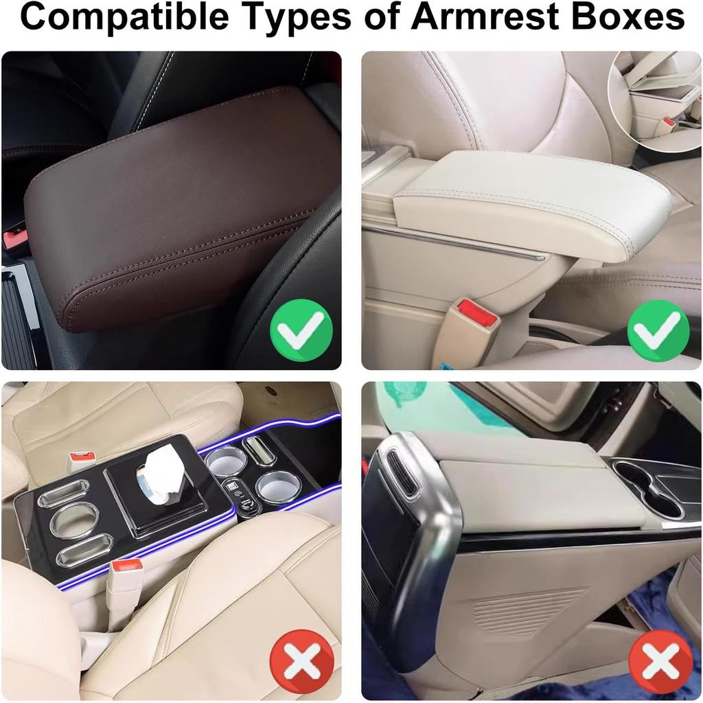 NBTEPEM Bling Car Center Console Cover, Leather Middle Console Cover With 2 Storage Bags, Universal Arm Rest Cover Protector, Bling Car Accessories