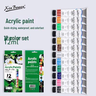12-Farben Acrylfarben-Set für Kinder: DIY Handgemalte Bastelarbeiten, Stein- & Wandkunst