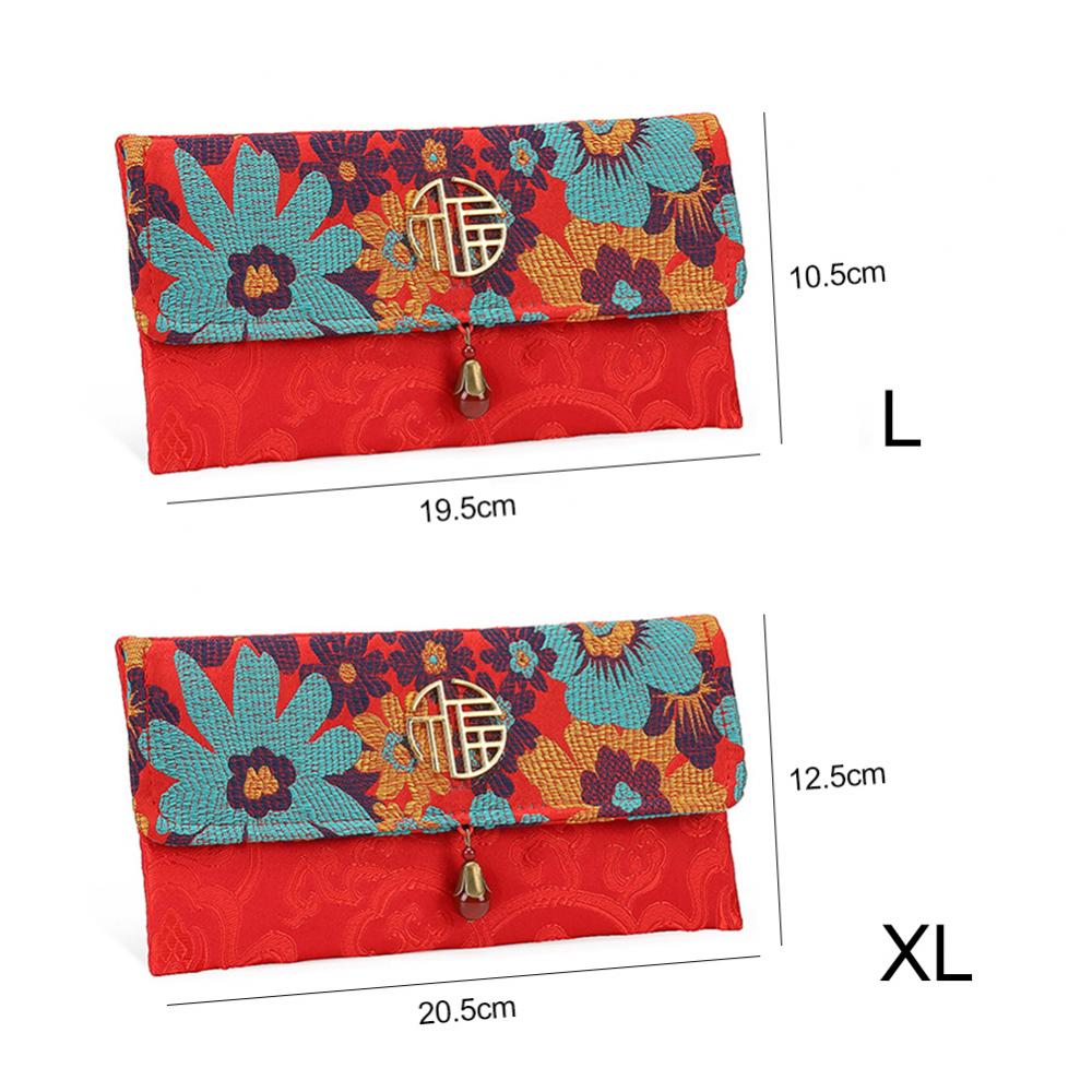 Chinese Style Lucky Money Bag Cloth Floral Red Envelope New Year Packet New Year's Money Pocket Money Spring Festival Supplies