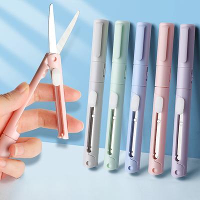Mini Portable Scissors Paper Cutter Knife 2 In 1 Multifunctional Pocket Pen For Shape Scrapbooking School Stationery Art Tools