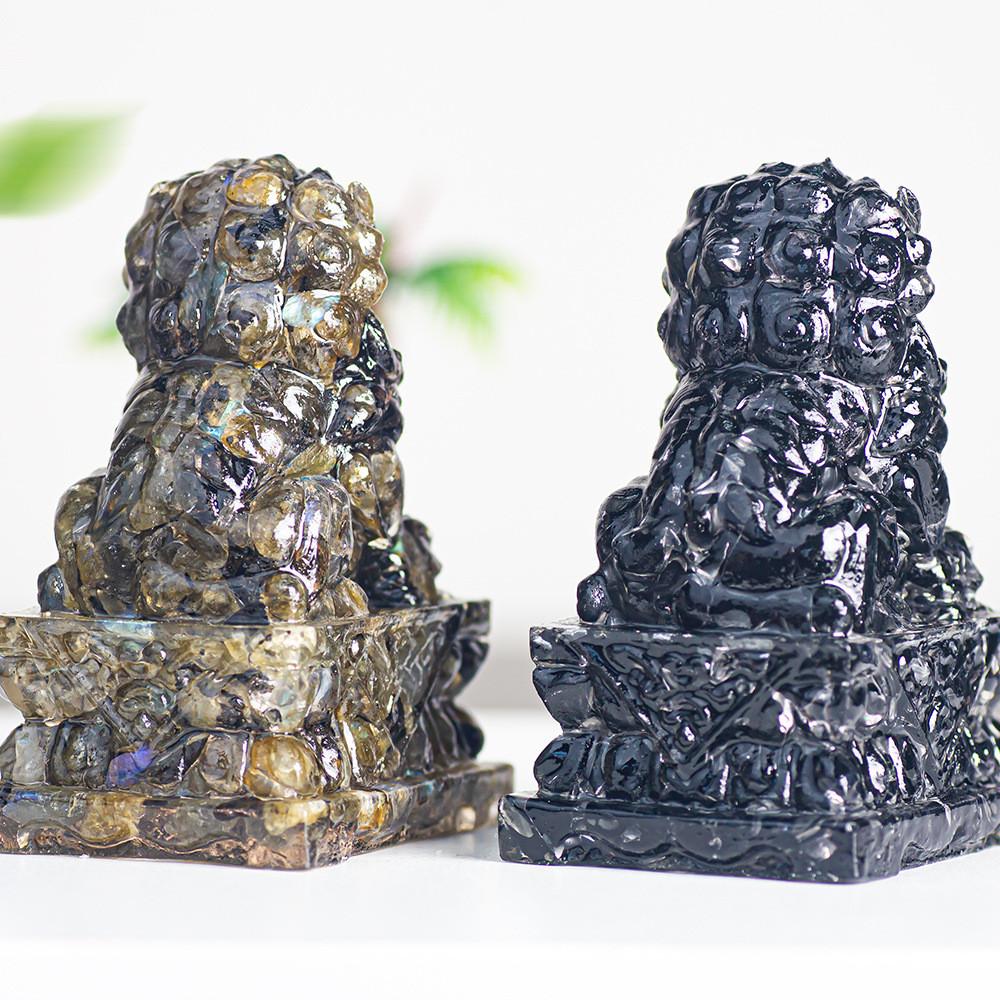 Resin Filled Natural Quartz Lion Figurine With Elegant Home Decor Gift For Adults