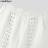 INCERUN Short décontracté à lacets pour homme avec taille élastique et bande latérale