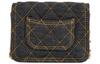 Chanel 23s Double You Diamond-Pattern Leather Chain Denim Single-Shoulder Messenger Bag Mini Women'S Black