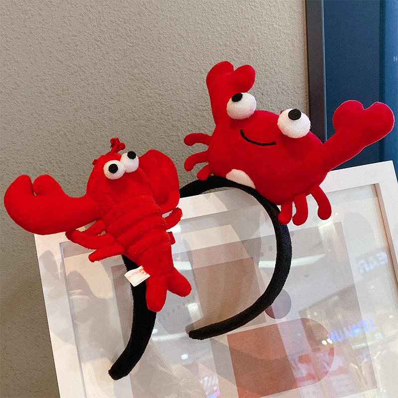 Bandă de pluș cu raci de desene animate - Accesoriu adorabil pentru păr de crab pentru selfie-uri