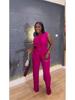 2025 Summer Women's Wear: Stand-up Collar Buttoned Sleeveless Top & Wide-leg Pants Set