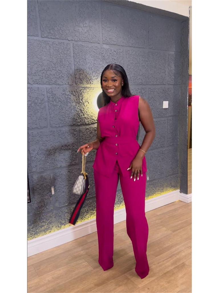 2025 Summer Women's Wear: Stand-up Collar Buttoned Sleeveless Top & Wide-leg Pants Set