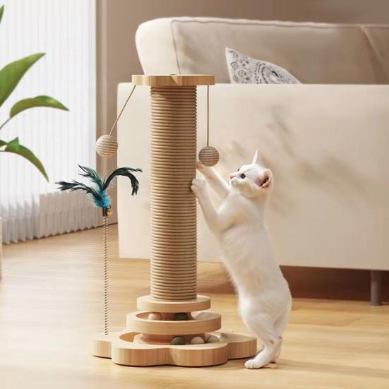 Katzenkratzbaum Katzenkratzbaum mit Ball und Federspielzeug Interaktiver Ball
