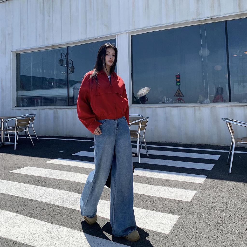 2025 Autumn/Winter Women's High Waist Retro Wide-Leg Jeans - Washed, Loose, Slimming, Versatile, Floor-Length.