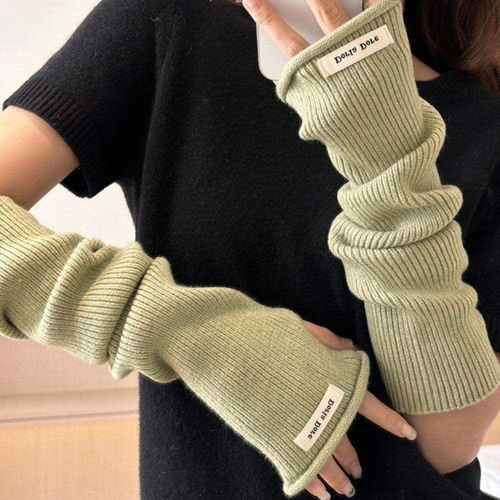 Soft Arm Warmer Mitten Casual Winter Knitted Arm Sleeve Long Fingerless Gloves for Women Girls
