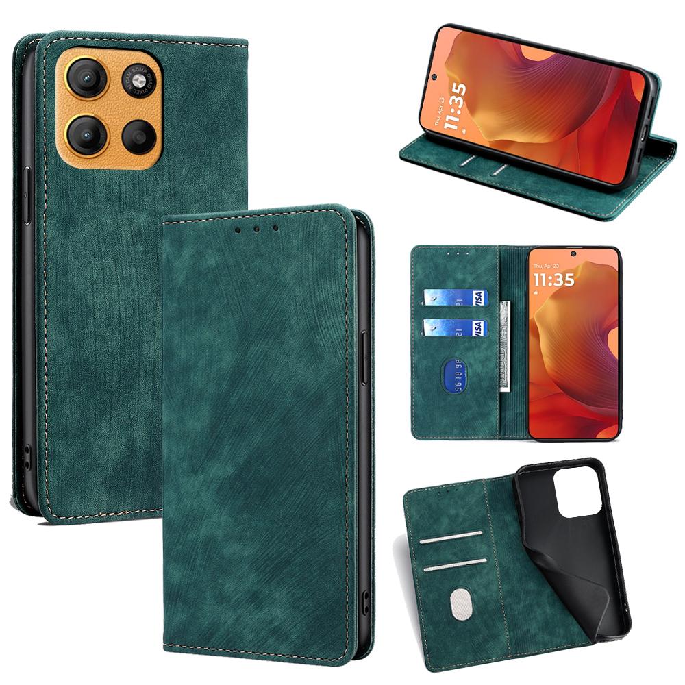 Etui portfelowe ze skóry na telefon Motorola Moto G15 4G/Moto G15 Power 4G z blokadą RFID