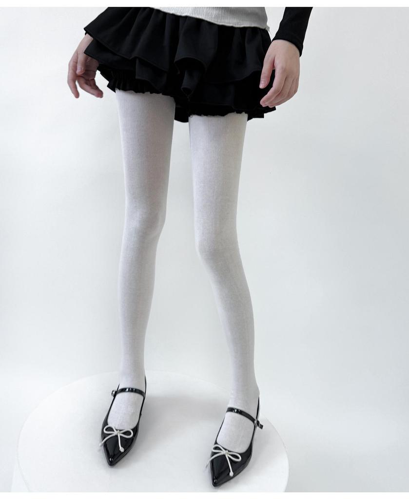 Women's Gray Sheer Thin Leggings - Spring/Summer Solid Color Cotton Knit Tights