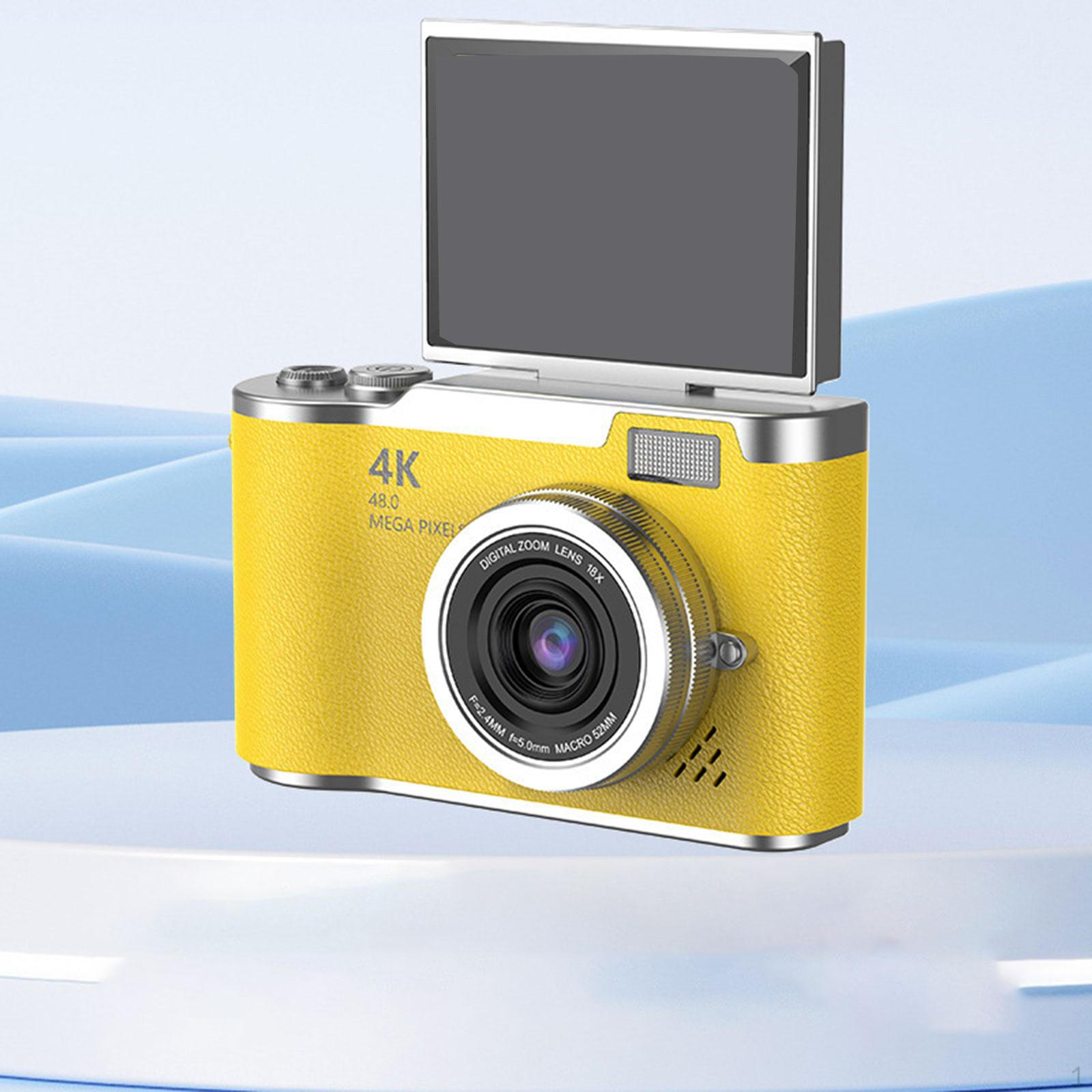 

Компактная детская цифровая камера игрушка 2,4-дюймовый экран встроенная подсветка 4,6x2,5x1,1 дюйма жёлтый