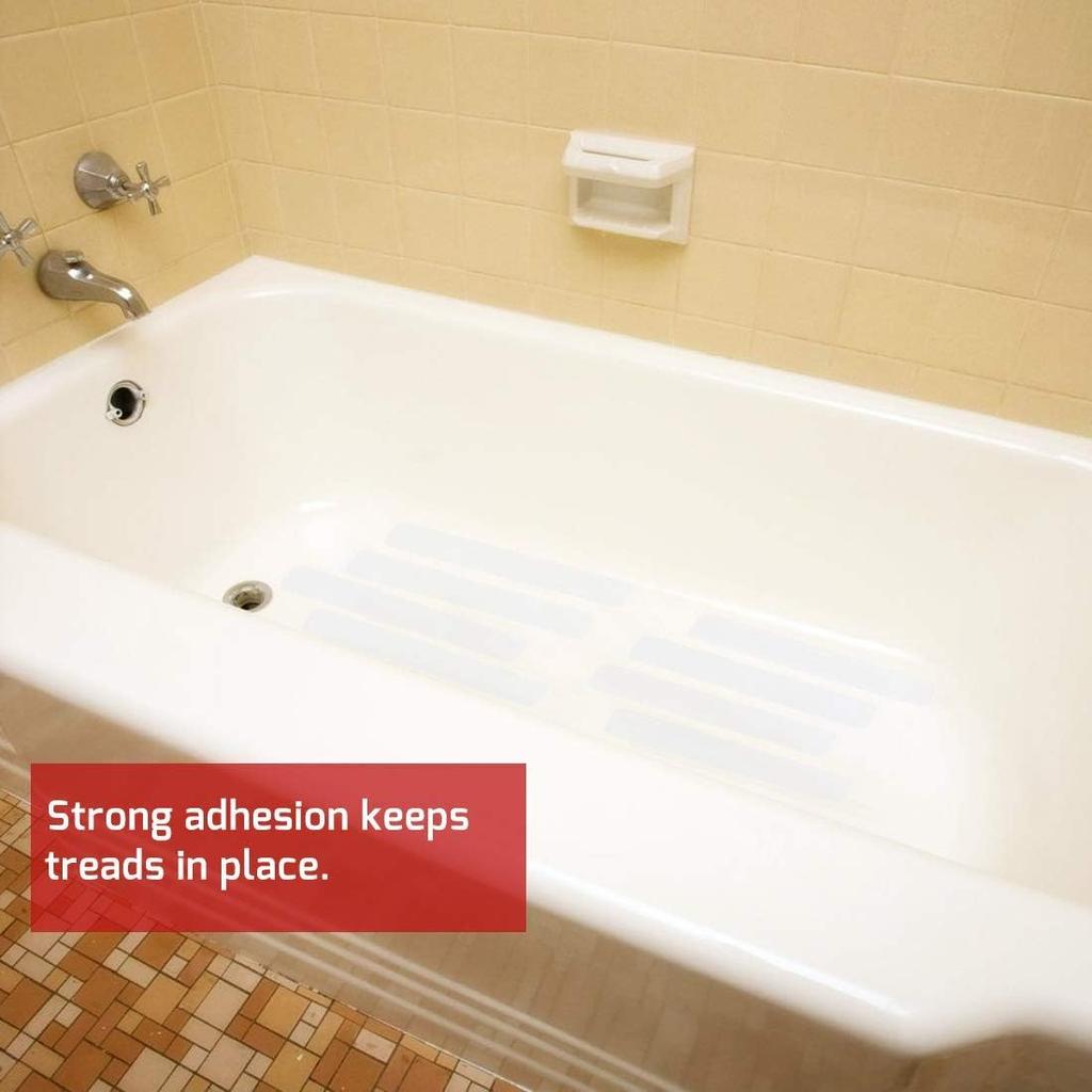 Anti Slip Tape Bath Safety Strips, 8pcs Clear Self-Adhesive Non Slip Stickers Non Skid Tread for BathTubs & Shower, 2 Inch X 12 Inch Rounded Corners,