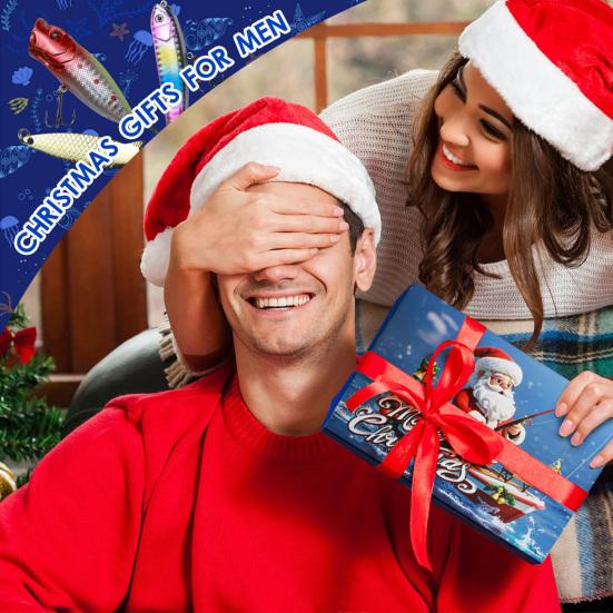 Fishing Advent Calendar 2025 for Men 24 Days Christmas Countdown with 24 Fishing Lures Baits Set Xmas Gift for Dad Boyfriend Fishermen