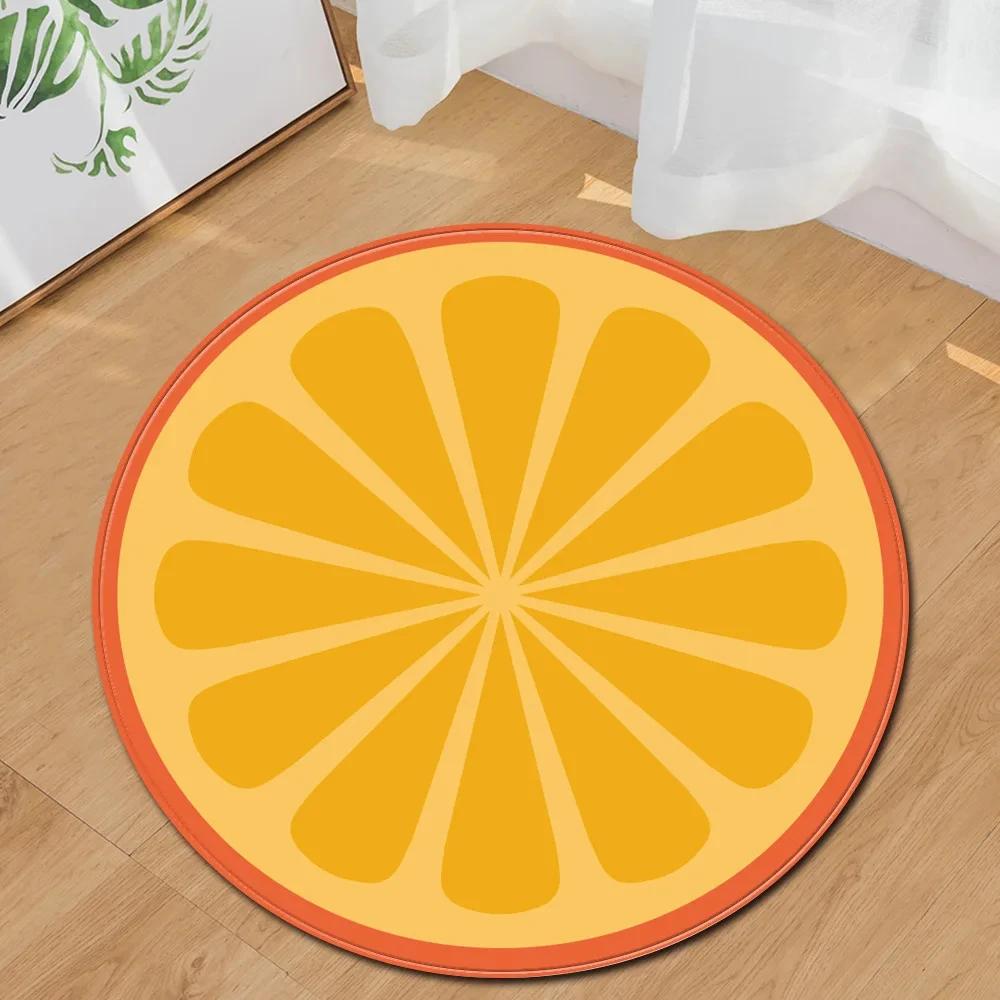3D Fruit Print Round Carpet Circle Area Rug for Bathroom Living Room Bedroom Decor Non-slip Cloakroom Floor Mats Kitchen Doormat