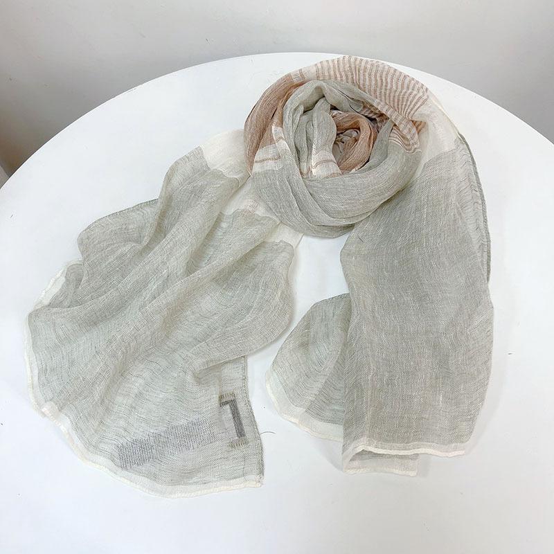 

Linen Stripes Elegant Light Scarf For Ladies Women Light Linen Scarf Shawls High Quality Headband Long Scarves