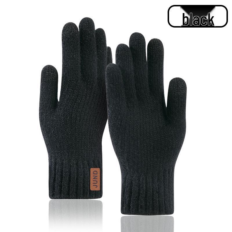Men's Winter Touchscreen Wool Knit Gloves - Thickened Velvet Lining for Outdoor Cold Protection