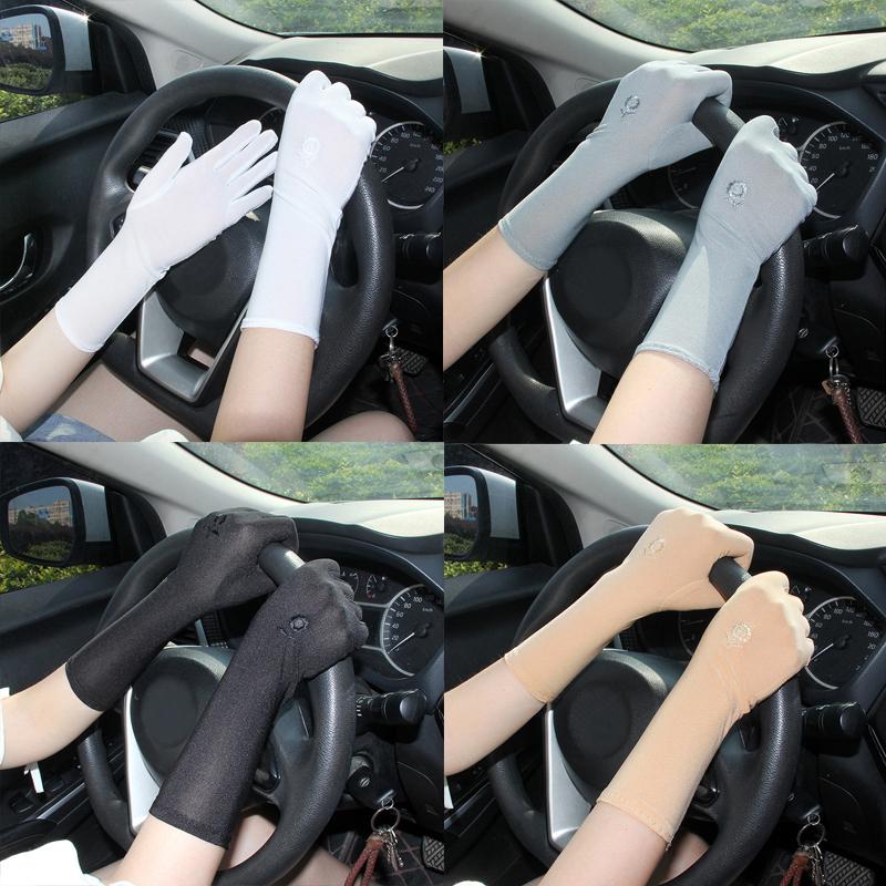 Summer Spring Women Mid-Long Sunscreen Gloves Stretch Anti Uv Slip Resistant Driving Glove Breathable Sun-Protective Sleeve