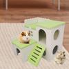 Hamster Hideout House with Ladder Ventilated Design Double Layers Hedgehog Chinchilla Villa Living Hut Pet Supplies