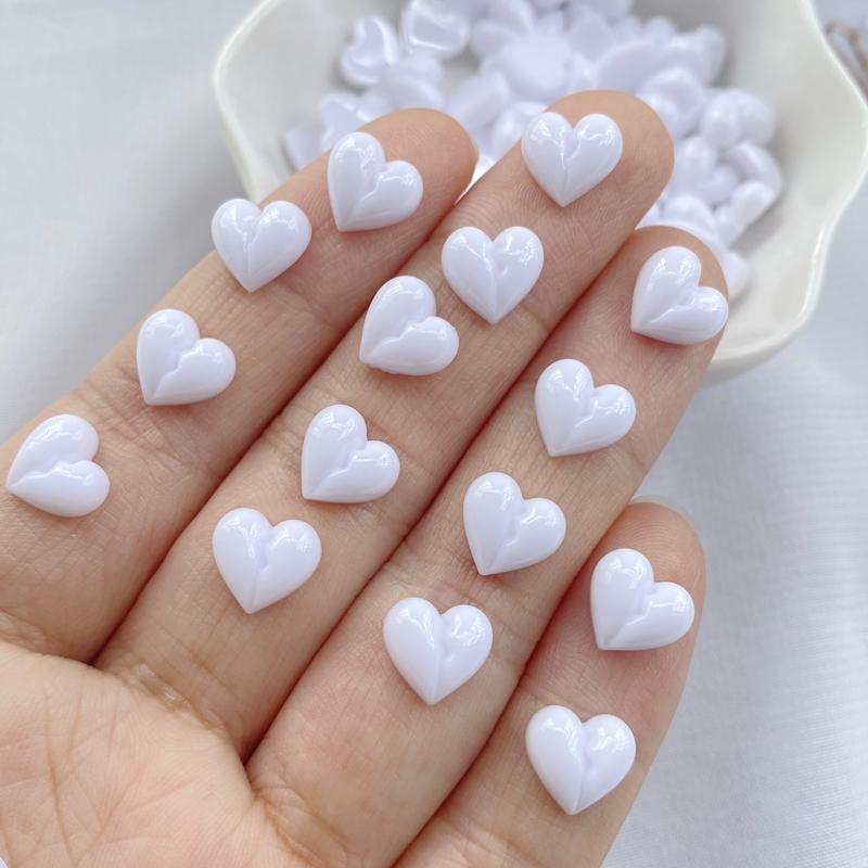 50Pcs New Cute Resin 8mm Mini Heart-shaped Series Flat Back Manicure Parts Embellishments For Hair Bows Accessories