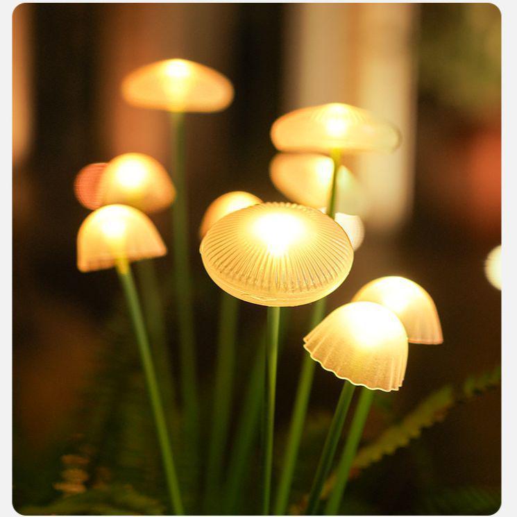 Pilzform Solar-LED-Lichterkette, Wasserdichte Outdoor-Campinglichter, Quallen-Design mit Windbetrieb
