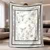 Hummingbird Floral Throw Blanket  Sketch Line Art Flowers Inspirational Quote Border Vintage Minimal Art Decor for Sofa Bedroom