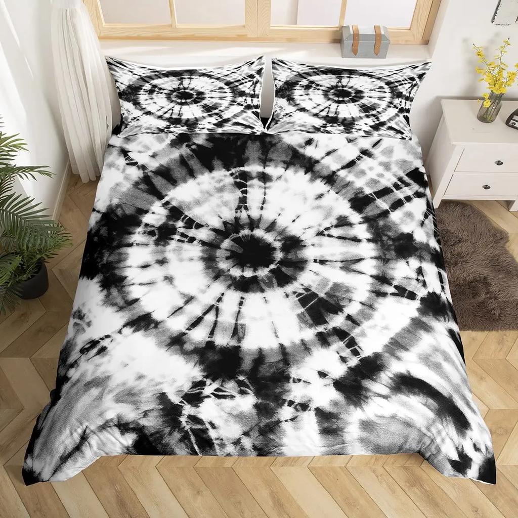 Tie Dye Duvet Cover Set Bohemian Hippie Spiral Bedding Sets Ethnic Boho Comforter Cover Set Swirl Tie Dye Pattern Quilt Covers