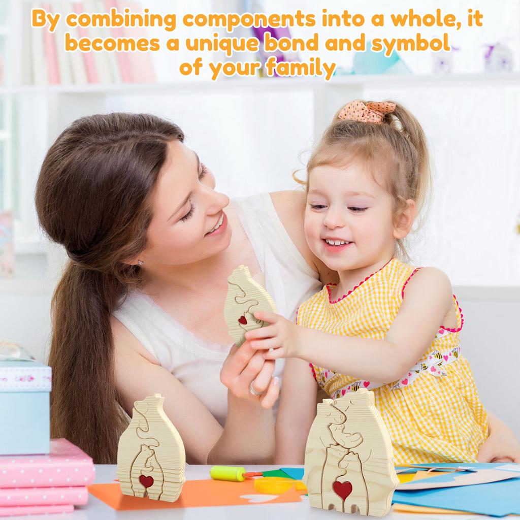 3Pcs Wooden Bear Puzzle Decorative Bear Family Wooden Puzzle Creative Wooden Bear Jigsaw Puzzle Personalized Bear Family Wooden