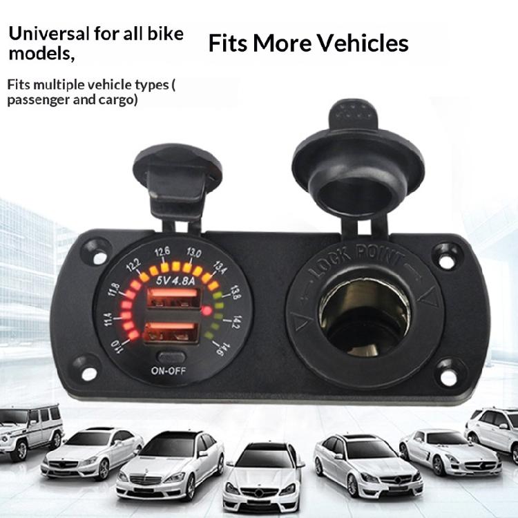 High Compatibility Double USB A 4.8A Charging Panel for Vehicle and Marine Use Including Voltage Screen Waterproof Cover