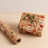 2rolls Classic Vintage Santa Claus Snowflake Pattern Thickened Kraft Leather Gift Wrapping Paper Roll, Natural Color Holiday Gift Paper